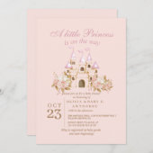 Royal Pink Gold Burg Princess Baby Dusche Einladung (Vorne/Hinten)
