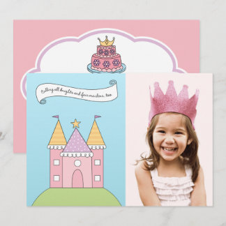 Royal Pink Princess Girl Foto Geburtstagsparty Einladung