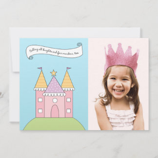 Royal Pink Princess Girl Foto Geburtstagsparty Einladung