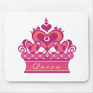 Royal Pink Queens Crown with Hearts Mousepad