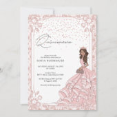 Royal Pink Rose Gold Dress Quinceanera Geburtstag Einladung (Vorderseite)