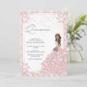 Royal Pink Rose Gold Dress Quinceanera Geburtstag Einladung (Stehend Vorderseite)
