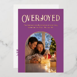 Royal Plum Luxe Xmas Baby Geburtsankündigung Folien Feiertagskarte