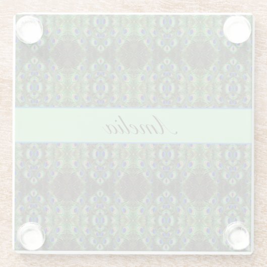 Royal Plumage - Luxe Peacock Feather Pattern Glasuntersetzer (Rückseite)