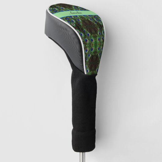 Royal Plumage - Luxe Peacock Feather Pattern Golf Headcover (angewinkelt)