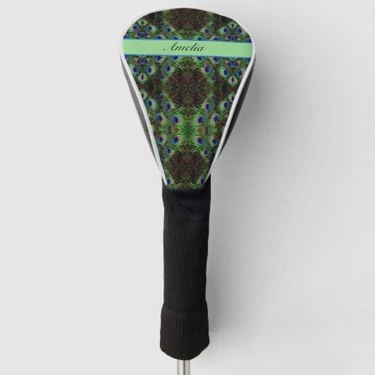 Royal Plumage - Luxe Peacock Feather Pattern Golf Headcover (Vorderseite)