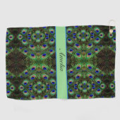 Royal Plumage - Luxe Peacock Feather Pattern Golfhandtuch (Horizontal)