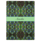 Royal Plumage - Luxe Peacock Feather Pattern Klemmbrett (Rückseite)