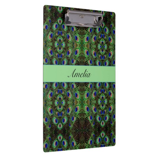 Royal Plumage - Luxe Peacock Feather Pattern Klemmbrett (Rechts)