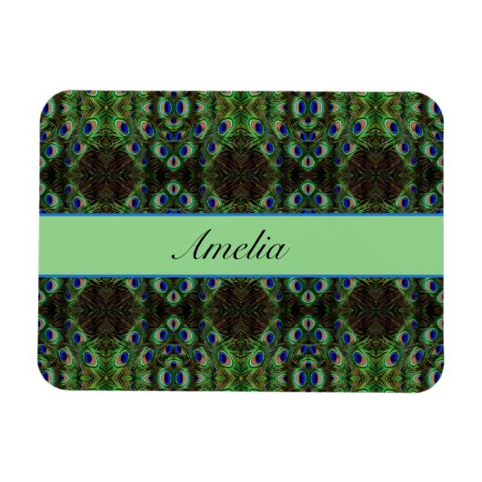 Royal Plumage - Luxe Peacock Feather Pattern Magnet (Horizontal)