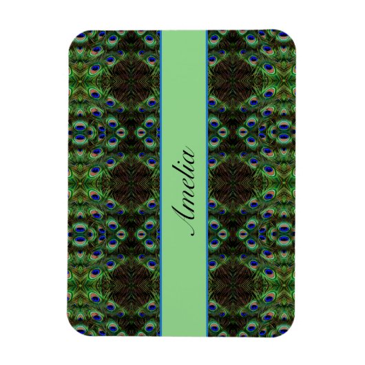 Royal Plumage - Luxe Peacock Feather Pattern Magnet (Vertikal)