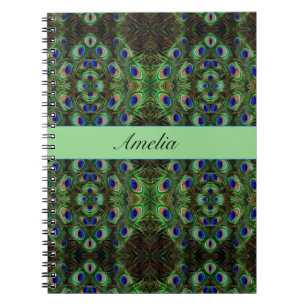 Royal Plumage - Luxe Peacock Feather Pattern Notizblock