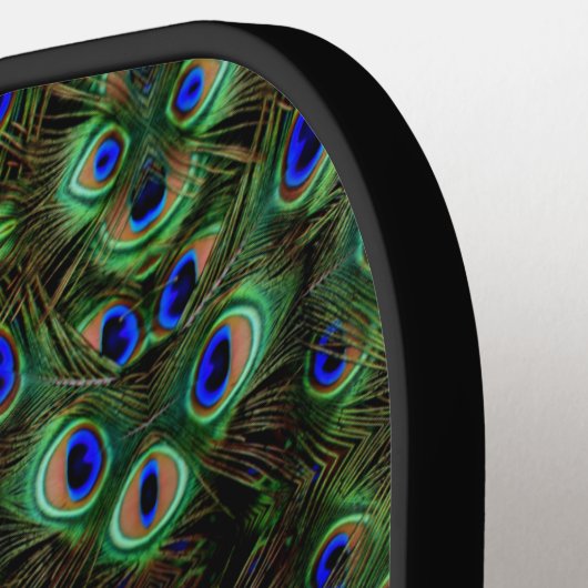 Royal Plumage - Luxe Peacock Feather Pattern Pickleball Schläger (Linke Seite)
