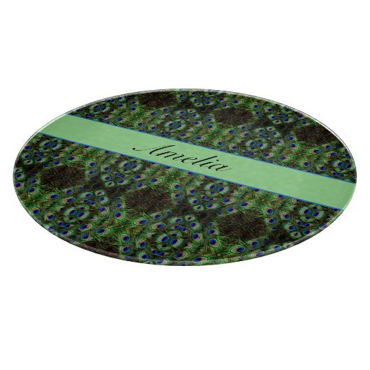 Royal Plumage - Luxe Peacock Feather Pattern Schneidebrett (Ecke)