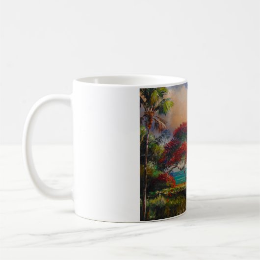 Royal Poinciana Tree & Boat von Mazz Kaffeetasse (Links)