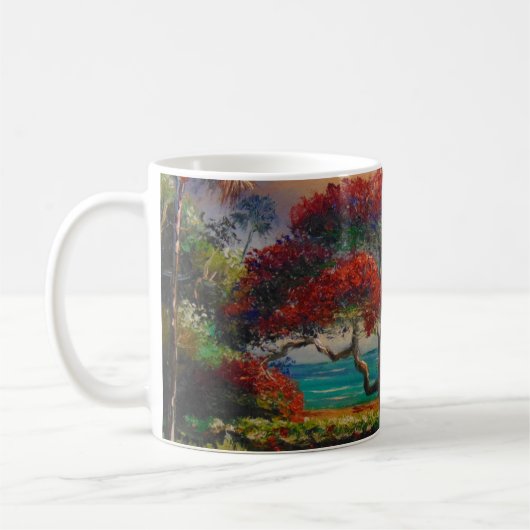 Royal Poinciana Tree & Boat von Mazz Kaffeetasse (Links)