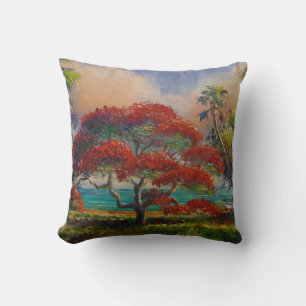 Royal Poinciana Tree & Boat von Mazz Kissen