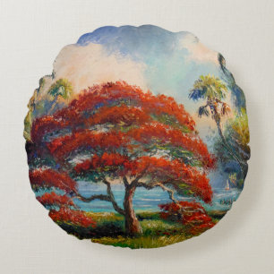 Royal Poinciana Tree von Mazz Rundes Kissen