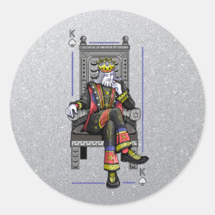 Royal Poker King High Roller Casino Pik Glitter Runder Aufkleber