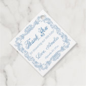 Royal Powder Blue Baroque Filigree Baby Dusche Geschenkanhänger (Vorderseite)