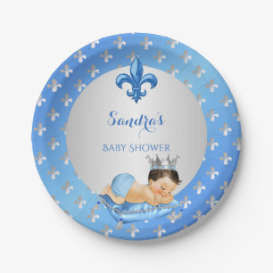 Royal Prince Baby Blue Silver Lilie Pappteller
