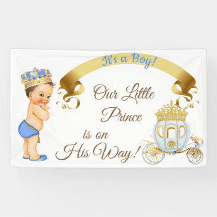 Royal Prince Baby Boy Carriage Blue Gold Banner