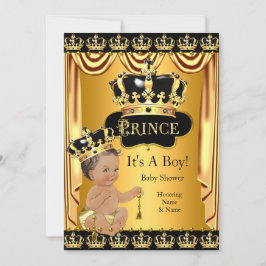 Royal Prince Baby Dusche Black Gold Brünett Einladung
