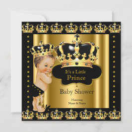 Royal Prince Baby Dusche Black Gold Crown Einladung