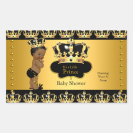 Royal Prince Baby Dusche Black Gold Ethnic Stick 2 Rechteckiger Aufkleber