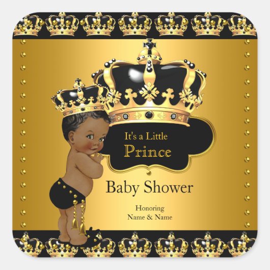 Royal Prince Baby Dusche Black Gold Ethnic Sticker (Vorderseite)