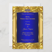 Royal Prince Baby Dusche Royal Blue Gold Einladung (Rückseite)