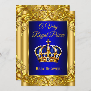 Royal Prince Baby Dusche Royal Blue Gold Einladung