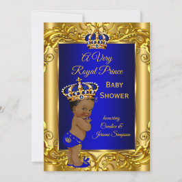 Royal Prince Baby Dusche Royal Blue Gold ethnische Einladung