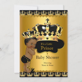 Royal Prince Baby Shower Black Gold Ethnic Einladung