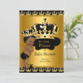 Royal Prince Baby Shower Black Gold Ethnic Einladung (Stehend Vorderseite)