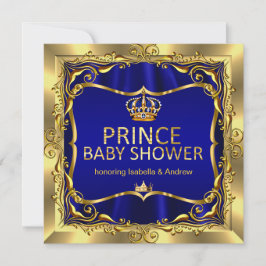 Royal Prince Baby Shower Boy Blue Gold Einladung