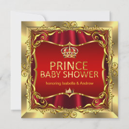 Royal Prince Baby Shower Boy Red Gold Einladung