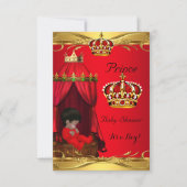 Royal Prince Baby Shower Boy Regal Red Crown Einladung (Vorderseite)