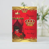 Royal Prince Baby Shower Boy Regal Red Crown Einladung (Stehend Vorderseite)
