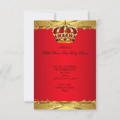 Royal Prince Baby Shower Boy Regal Red Crown Einladung (Rückseite)