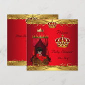 Royal Prince Baby Shower Boy Regal Red Crown Einladung (Vorne/Hinten)