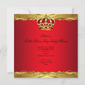 Royal Prince Baby Shower Boy Regal Red Crown Einladung (Rückseite)