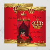Royal Prince Baby Shower Boy Regal Red Crown Einladung (Vorne/Hinten)