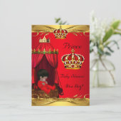 Royal Prince Baby Shower Boy Regal Red Crown Einladung (Stehend Vorderseite)