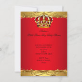 Royal Prince Baby Shower Boy Regal Red Crown Einladung (Rückseite)