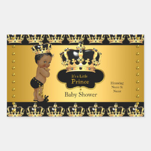 Royal Prince Baby Shower Schwarz Gold Ethnisch Sti Rechteckiger Aufkleber