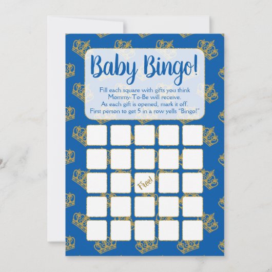 Royal Prince Bingo Baby Showspiel Blue Einladung (Vorderseite)