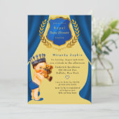 Royal Prince Blue and Gold Baby Dusche Einladung (Stehend Vorderseite)