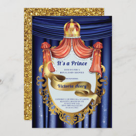 Royal Prince Blue Gold Baby Dusche Einladung