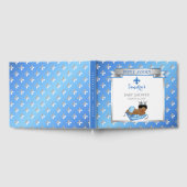 Royal Prince Blue Silver Baby Boy Fleur Pillow Gästebuch (Voll)
